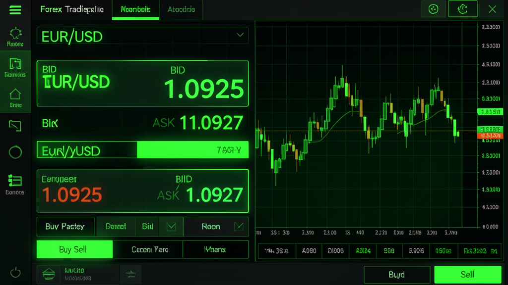 Forex quote showing bid and ask prices on a trading platform chart